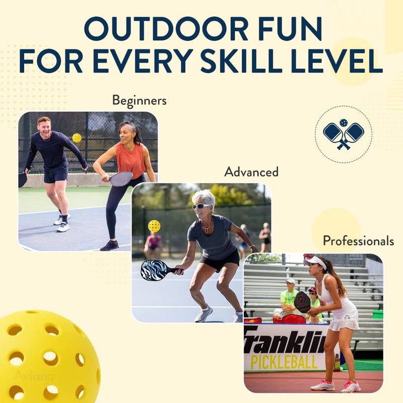 Pro Aviana Pickleball Ball Set | Professional USAPA Approved for Sanctioned Tournament Play | 40 Holes & Specifically Designed for Outdoor Courts | Yellow, 12 Pack - Image 5